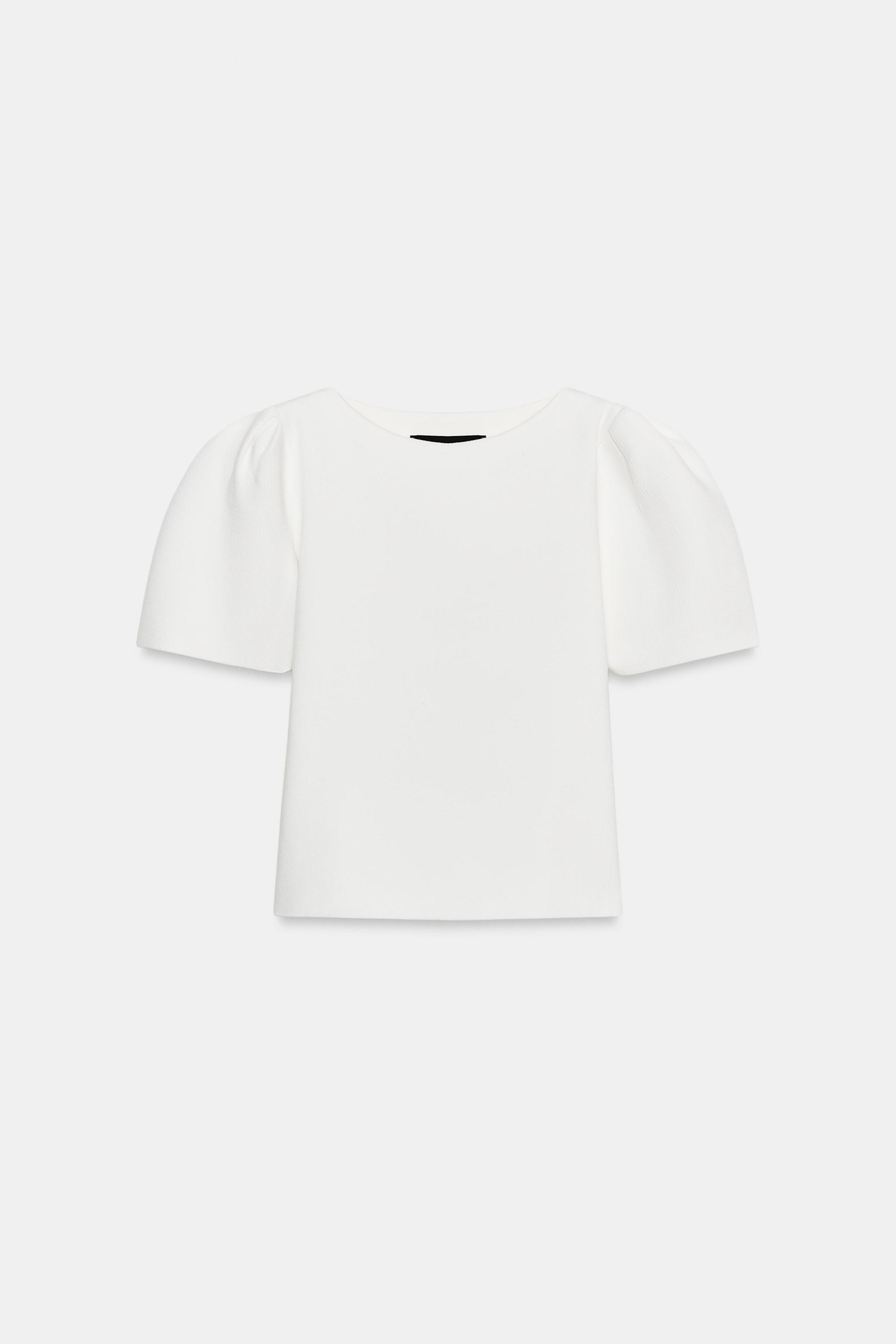 TOP EN MAILLE À MANCHES BOUFFANTES